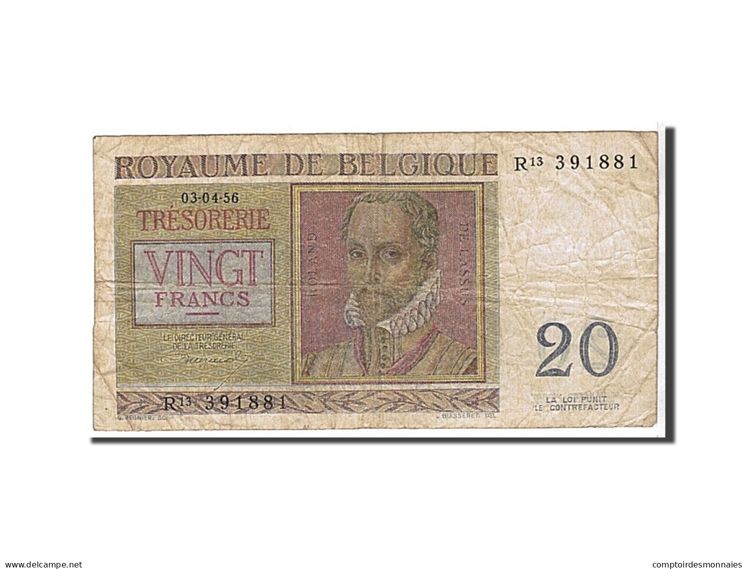 Billet, Belgique, 20 Francs, 1956, TB+ - Otros & Sin Clasificación