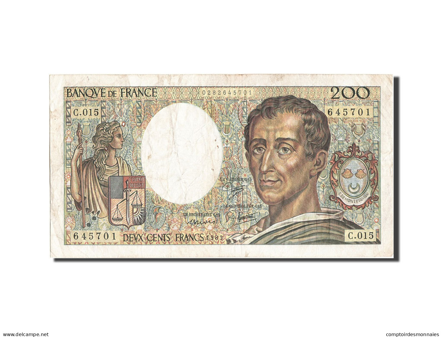 Billet, France, 200 Francs, 200 F 1981-1994 ''Montesquieu'', 1983, TTB - 200 F 1981-1994 ''Montesquieu''