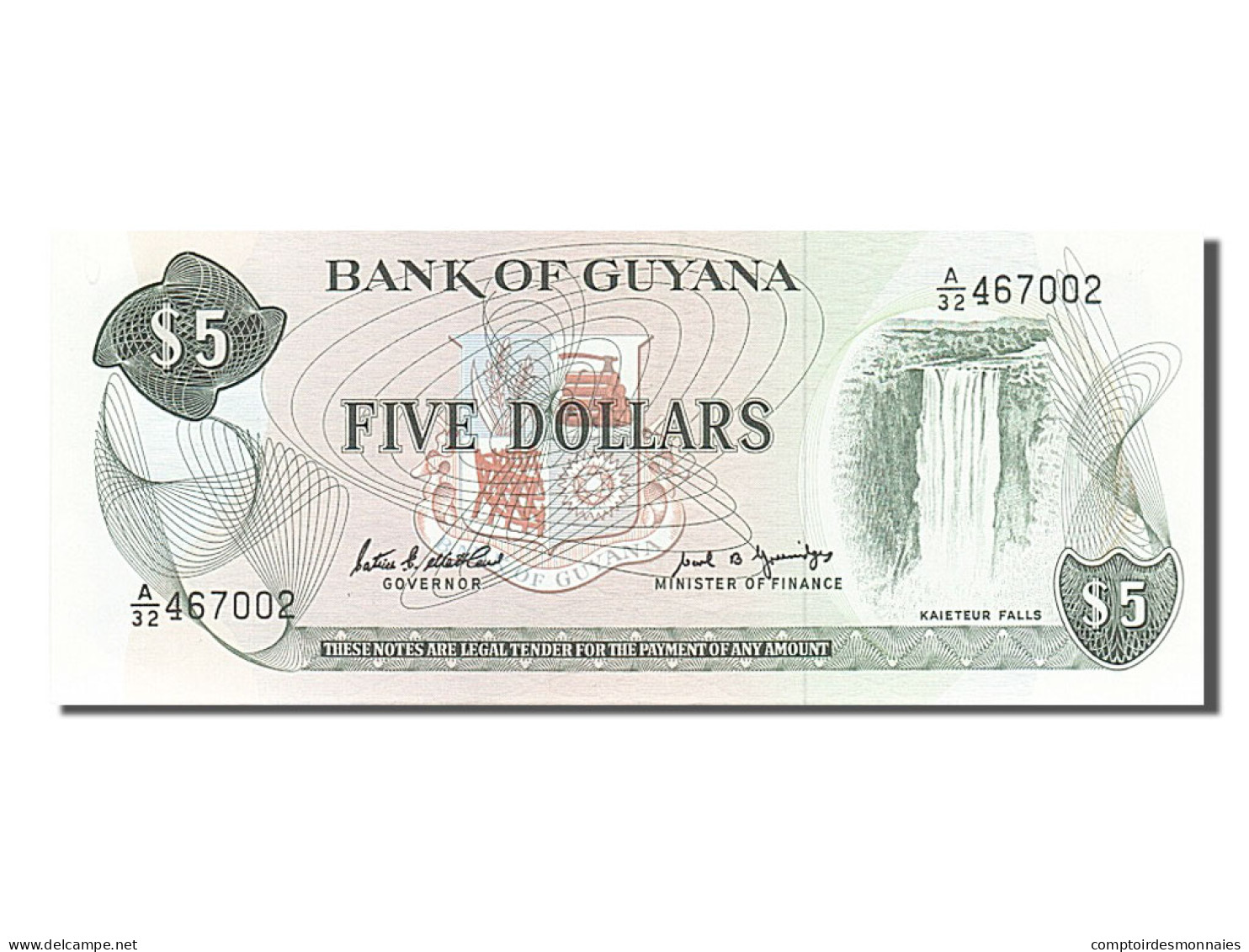 Billet, Guyana, 5 Dollars, 1989, NEUF - Guyana