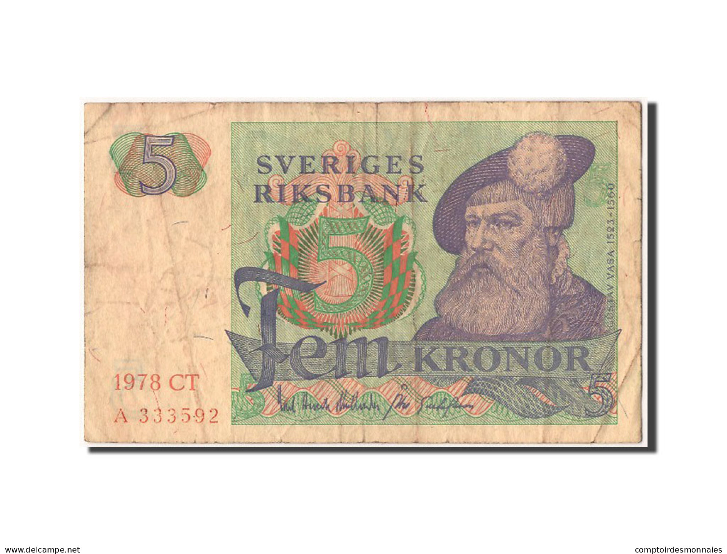 Billet, Suède, 5 Kronor, 1978, TTB - Suède