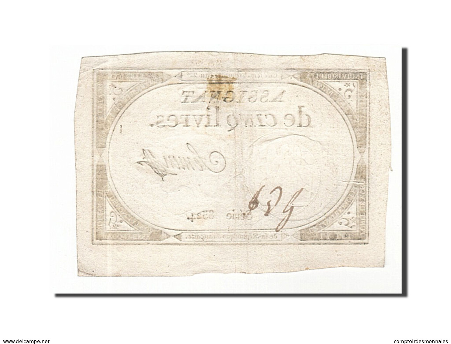 Billet, France, 5 Livres, 1793, Semen, TTB, KM:A76, Lafaurie:171 - Assignats