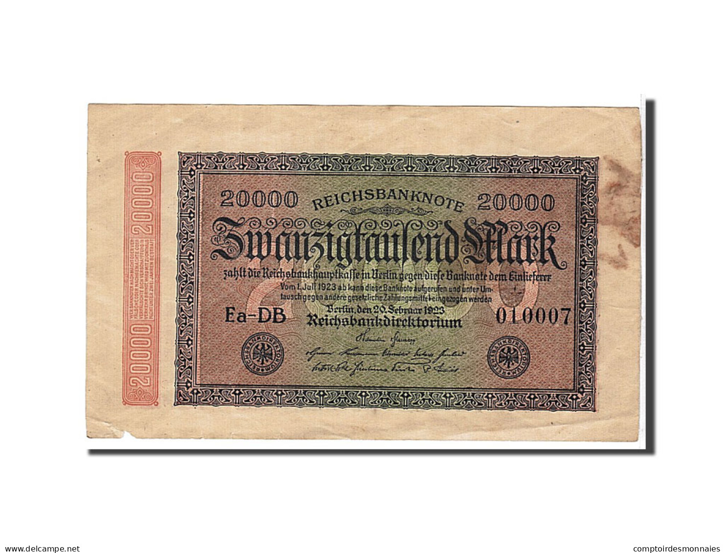 Billet, Allemagne, 20,000 Mark, 1923, KM:85c, TB - 20000 Mark