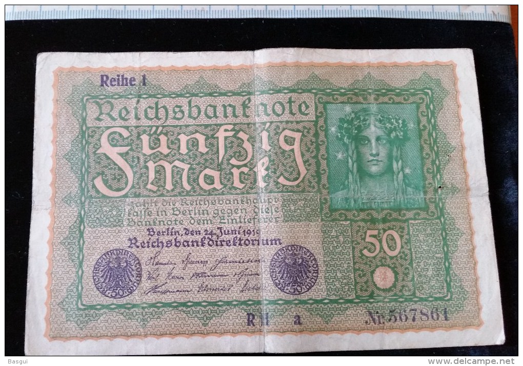 Billet De 50 Mark, 1919  Reichsbanknote  N°567861 - 50 Mark