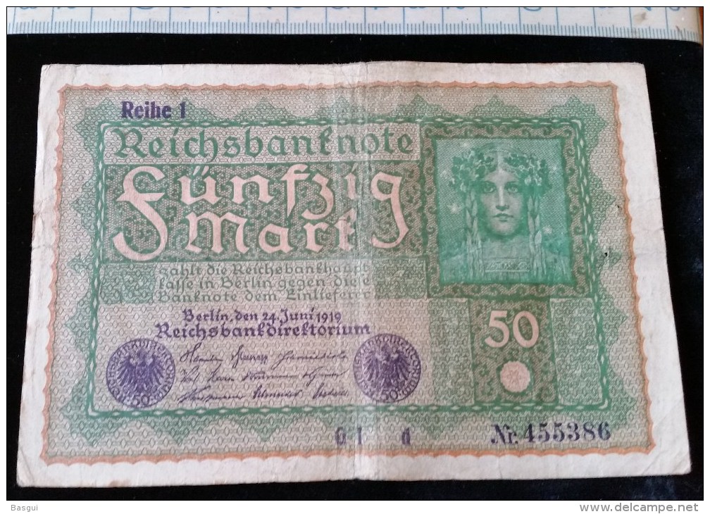 Billet De 50 Mark, 1919  Reichsbanknote  N°455386 - 50 Mark