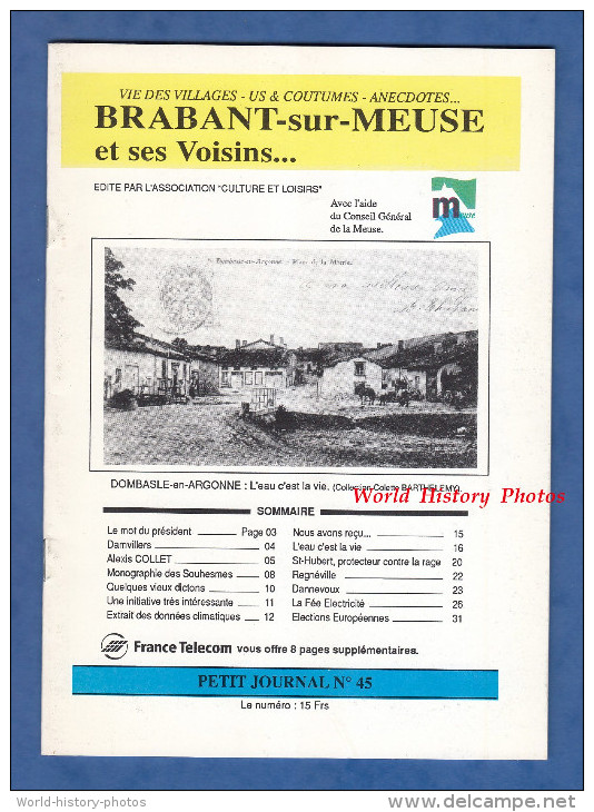 Livret De 1994 - BRABANT Sur MEUSE Et Voisins - Histoire Locale - Damvillers Les Souhesmes Regnéville Dannevoux Orgues - Lorraine - Vosges