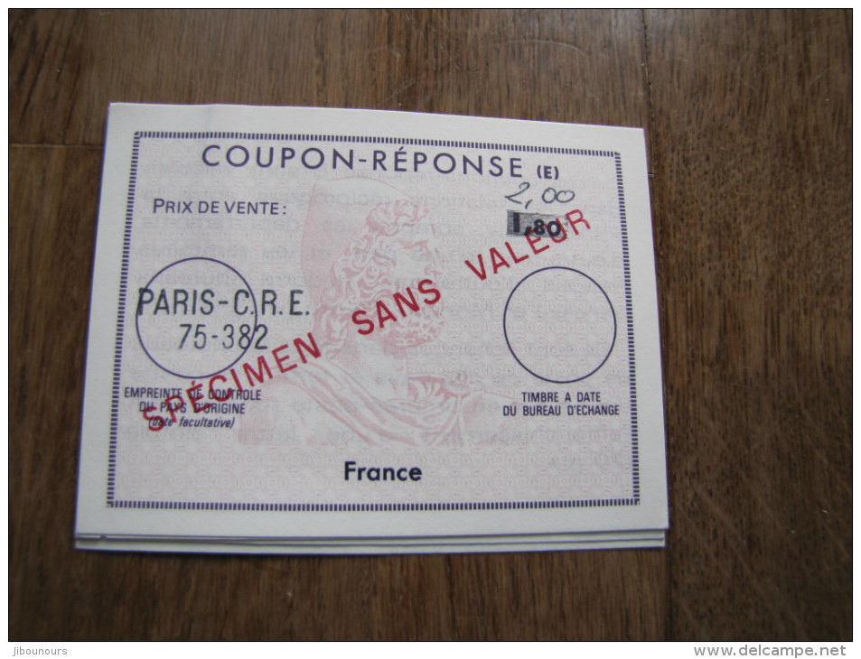 Coupon Réponse E Fictif Des Cours D'instruction Spécimen Sans Valeur - Buoni Risposte