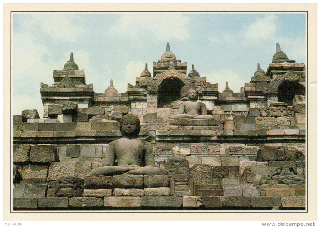 INDONESIA  GIAVA:  TEMPIO  DI  BOROBUDUR       (NUOVA CON DESCRIZIONE DEL SITO SUL RETRO) - Indonesia