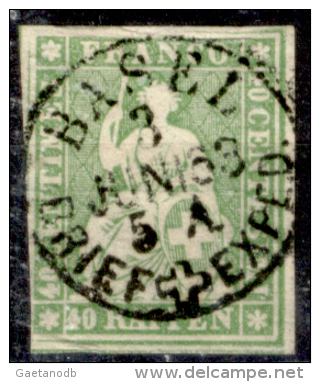 Svizzera-073a - 1854 - Y&T: N.30c (o) - Privo Di Difetti Occulti. - Used Stamps