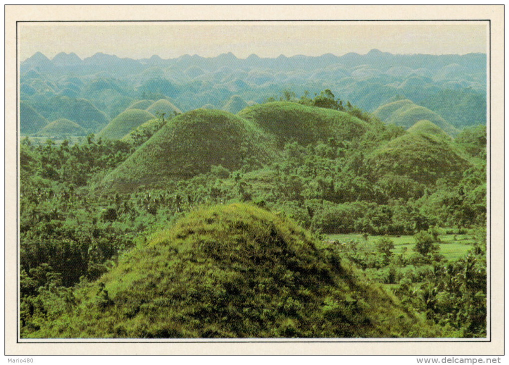 FILIPPINE  BOHOL:  "CHOCOLATE  HILLS"    (NUOVA CON DESCRIZIONE DEL SITO SUL RETRO) - Filippine