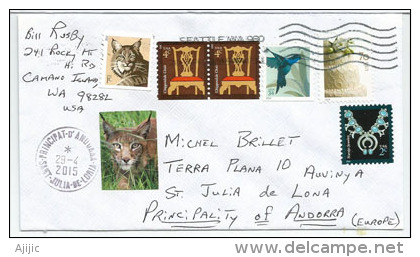 Le Lynx Américain., Sur Lettre Adressée En Andorre, Avec Timbre à Date Arrivée Au Recto Enveloppe - Felini