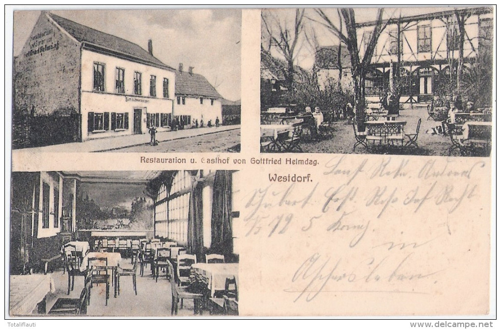 WESTDORF Aschersleben Restauration Gasthof Von Gottfried Helmdag Belebt 6.11.1916 Gelaufen - Aschersleben