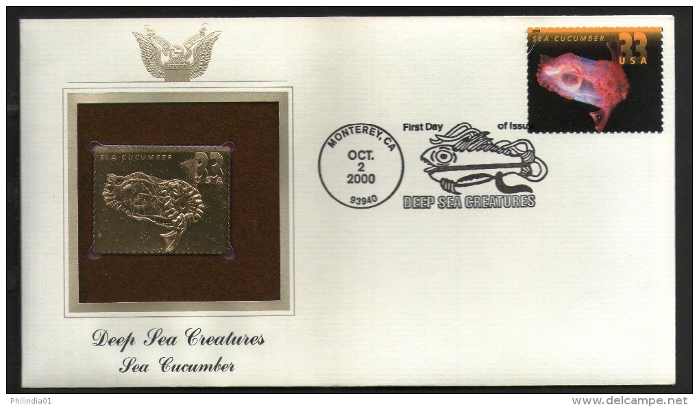 USA 2000 Deep Sea Creatures Cucumber Marine Life Animal Fish Gold Replicas Cover Sc 3440 # 302 - Marine Life