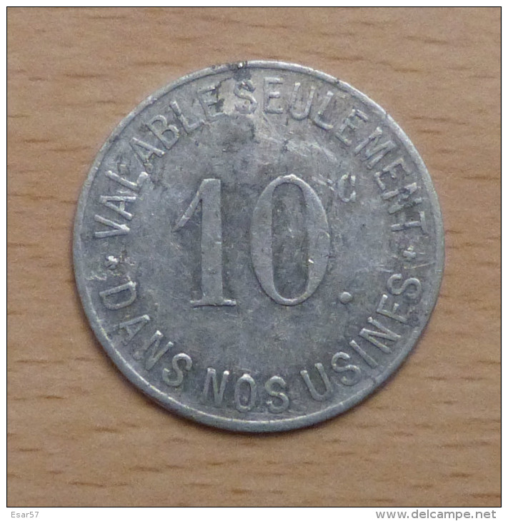 UNIEUX 10 Cent Etablissements Jacob Holtzer Avec Contremarque "cloche" - Monedas / De Necesidad