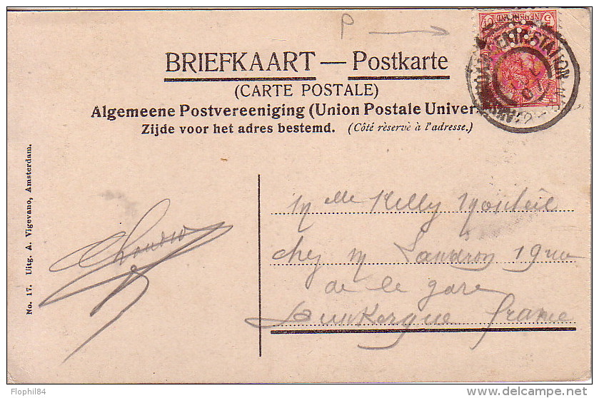 PAYS-BAS - PERFORATION - K - CARTE POSTALE D'AMSETERDAM POUR DUNKERQUE FRANCE LE 27-7-1907. - Storia Postale