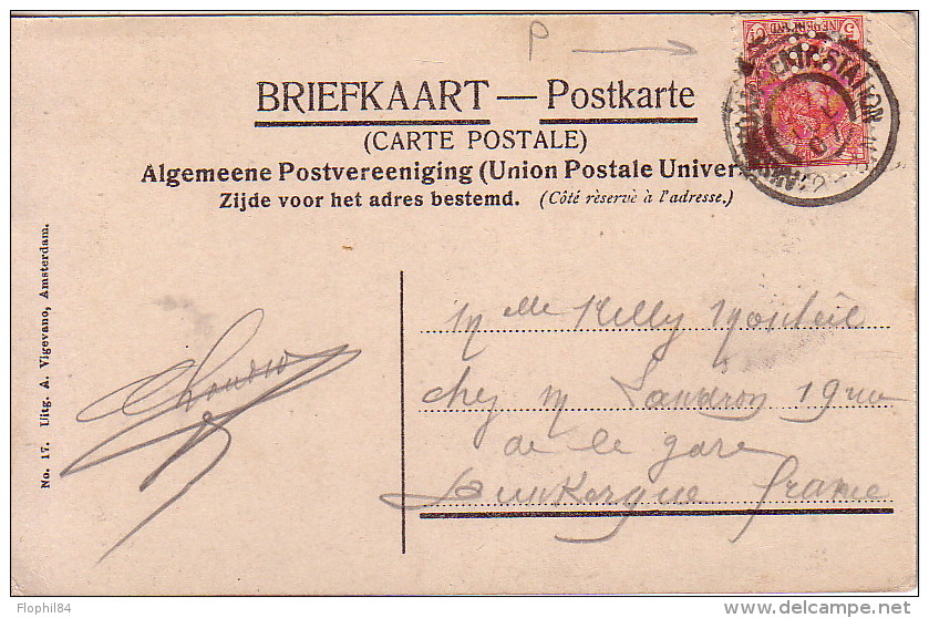 PAYS-BAS - PERFORATION - K - CARTE POSTALE D'AMSETERDAM POUR DUNKERQUE FRANCE LE 27-7-1907. - Poststempels/ Marcofilie