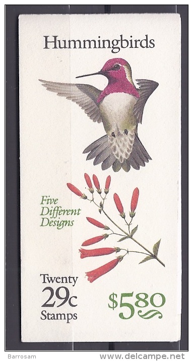 UnitedStates1991-2  Scott:Booklet (BC)80 Face Value Of Stamps $5.80 HUMMINGBIRDS - Colibríes