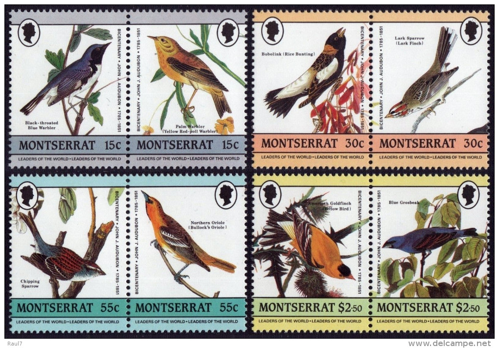 MONTSERRAT 1985 - John James Audubon, Oiseaux - 8 Val Neufs // Mnh - Montserrat