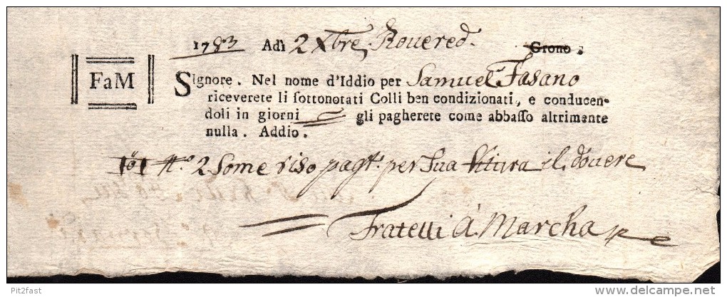 Antica Scrittura Del 1783 !!! - Altri & Non Classificati