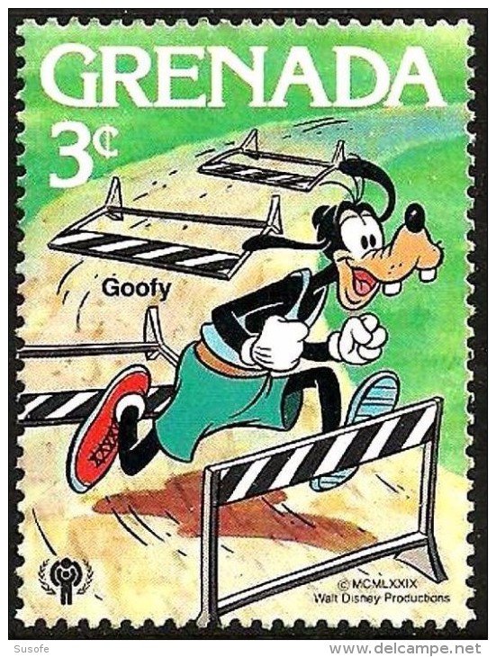 Granada 1979 Scott 953 Sello ** Walt Disney Deportes Goofy Carrera Obstaculos Michel 994 Yvert 869 Grenada Stamps Timbre - Disney