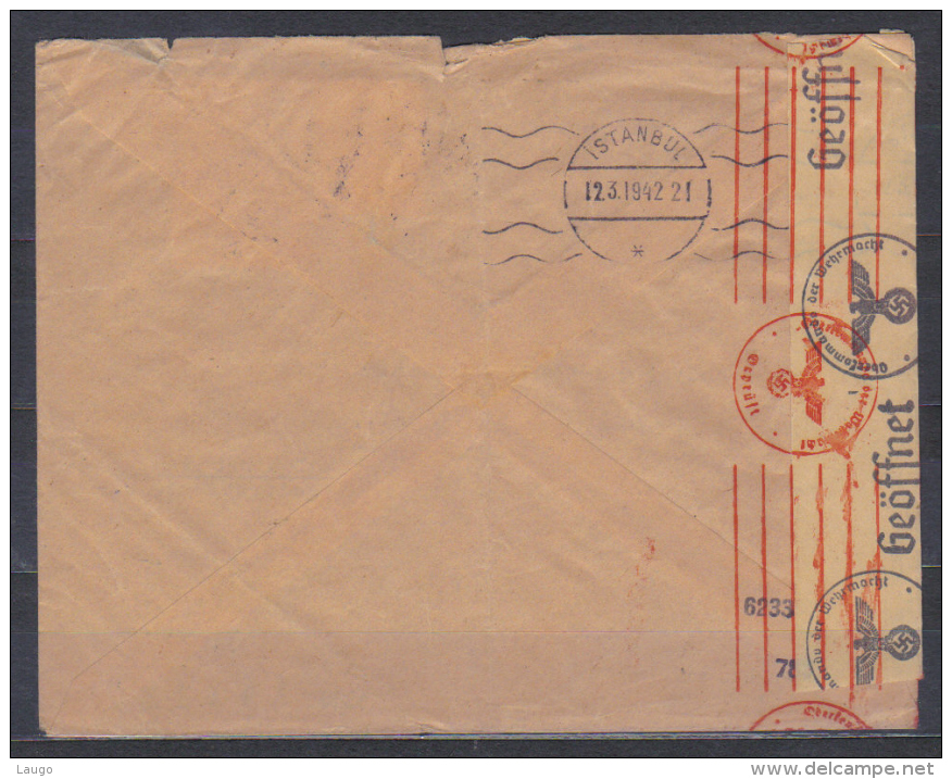 Turkey Cover Censored Wehrmacht , Posted Istanbul  To Germany 1942 , Quality See Scan - Storia Postale