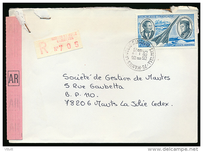 Affranchissement PA Sur Lettre à En-tête Mantes-la-Jolie (1985), Lettre Recommandée Avec AR - 1961-....