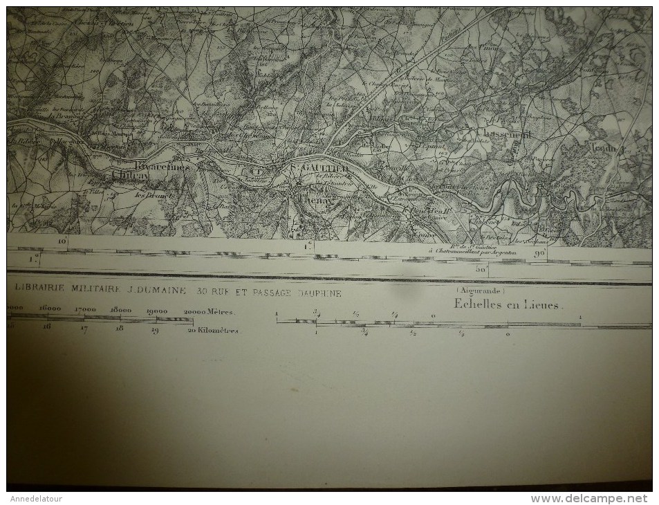 1847 Carte de la région de CHATEAUROUX  Levée par Officiers,publ par Dépot de la Guerre,Grav (Hacq,Cosquin,Rouillard)