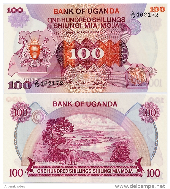 UGANDA       100 Shilingi       P-19b       ND (1982)      UNC - Uganda