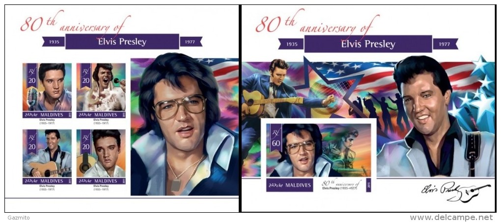 Maldives 2015, Elvis, 4val In BF+BF IMPERFORATED - Elvis Presley