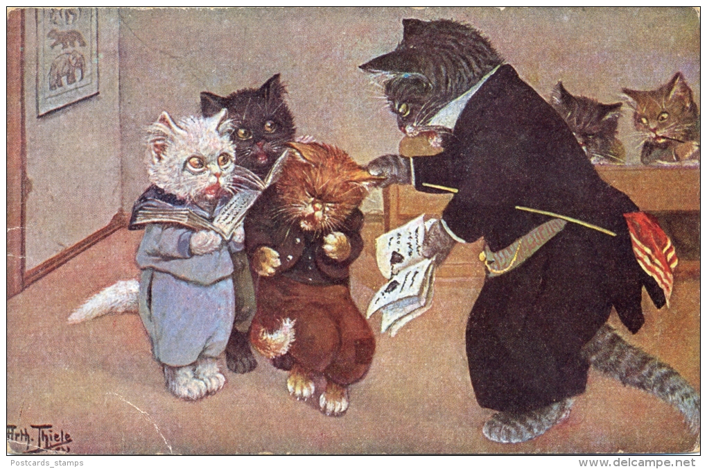 Katze, Katzen In Der Schule, Sign. Arthur Thiele - Thiele, Arthur