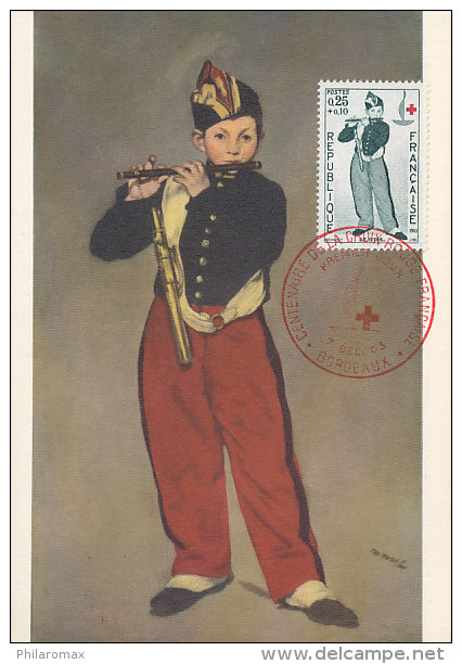 D20070 CARTE MAXIMUM CARD FD 1963 FRANCE - RED CROSS THE FIFE PLAYER BY MANET ORIGINAL - Music