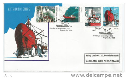 Navires De Recherches Et D'exploration Antarctiques. Yv.nr 153/56. Belle Lettre FDC Adressée En Nouvelle-Zélande - FDC