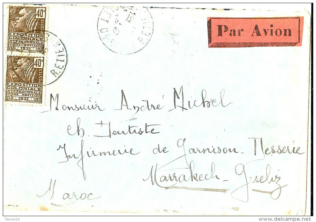 LACH- FRANCE LETTRE AVION PARIS / INFIRMERIE DE GARNISON MARRAKECH 2/4/1931 - 1960-.... Briefe & Dokumente