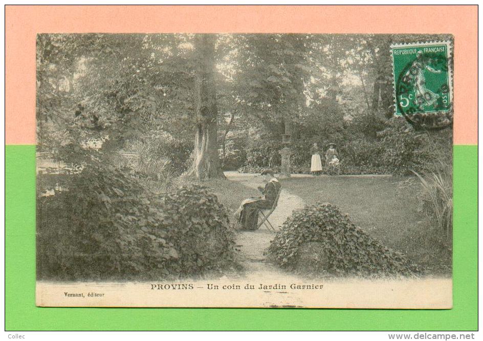 CPA  FRANCE  77  ~  PROVINS  ~  Un Coin Du Jardin Garnier  ( Vernant 1914 )  Animée - Provins