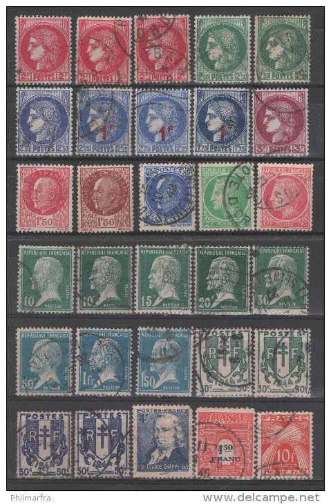 FRANCE: Lot De Timbres ( Cérès De Mazelin , Pétain, Pasteur ) - 1945-47 Ceres (Mazelin)