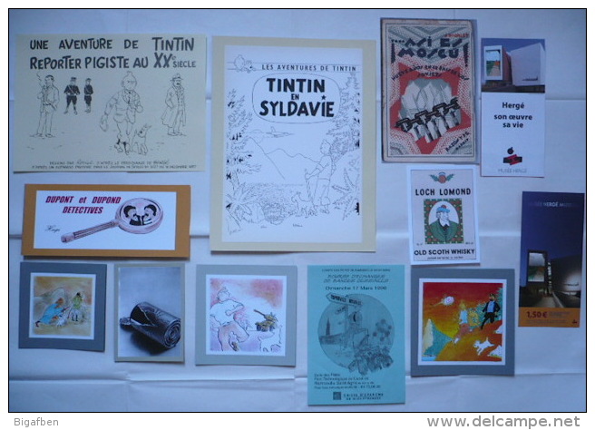 Lot 12 Docs TINTIN PARA-TINTIN (cartes PASTICHES + RARETÉS Diverses) / LOT N°2 - Tintin