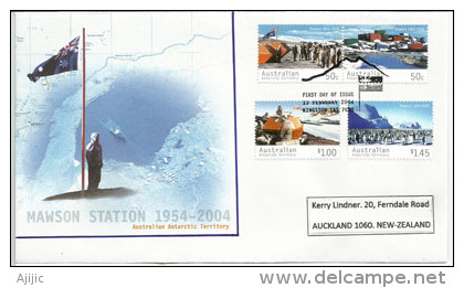 50 Ans De La Base Mawson, Lettre FDC Adressée En Nouvelle-Zélande. Yvert Nr. 157/60 - FDC