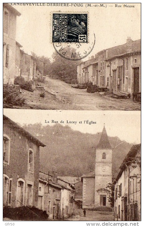 CPA -   LANEUVEVILLE - DERRIERE - FOUG  ( 54)    Rue Neuve -  La Rue De Lucey Et L' Eglise - Autres & Non Classés