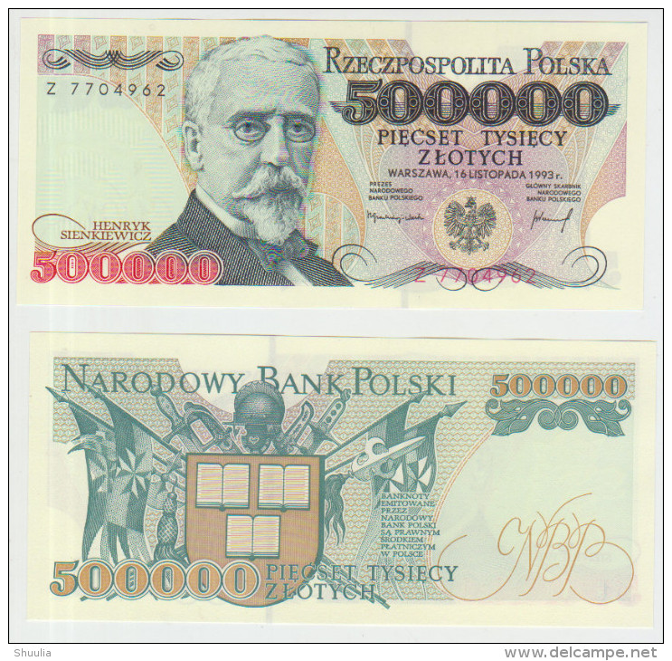 Poland 500000 Zlotych 1993 Pick 161 UNC Series Z - Poland