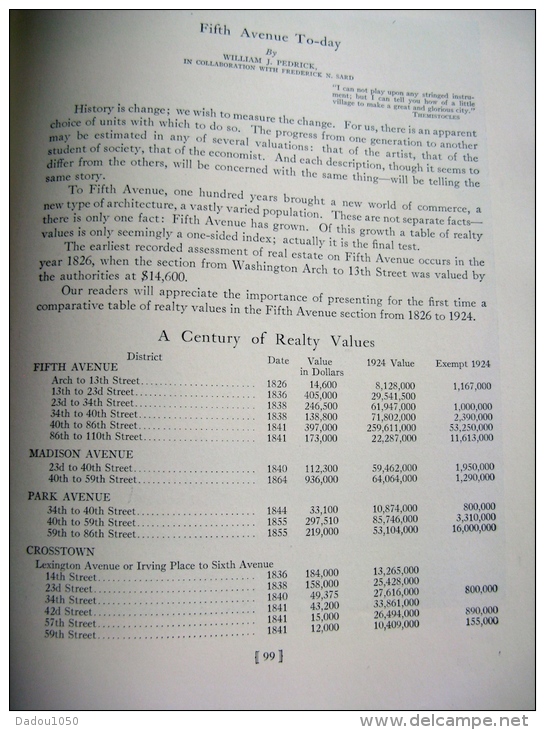 NEW YORK,FIFTH AVENUE OLD AND NEW 1824 1924