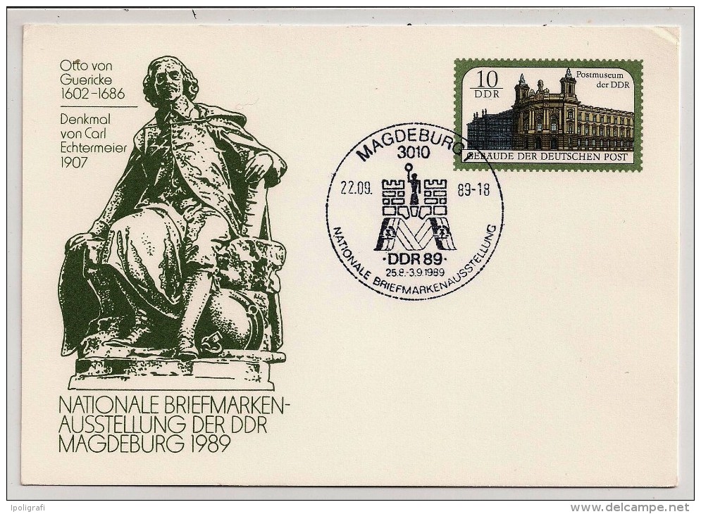 DDR, 1989, Postal Card, Magdeburg, Monument Of Otto Von Guericke, Phil. Expo, 10 Pf., Special Cancellation, 22-9-83 - Cartes Postales - Neuves