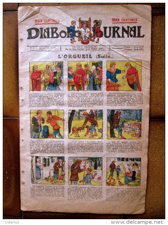 BD Bande Dessinée "DIABOLO Journal" 2ème Série/ Numéro 3 (Janvier 1920) 4ème Couverture Dessin Couleur Benjamin RABIER ! - Pierrot