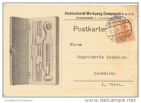 OUT-L2 - ALLEMAGNE Carte Commerciale Illustrée Outillage Avec PERFIN, Perforé De Cronenberg 1916 - Covers & Documents