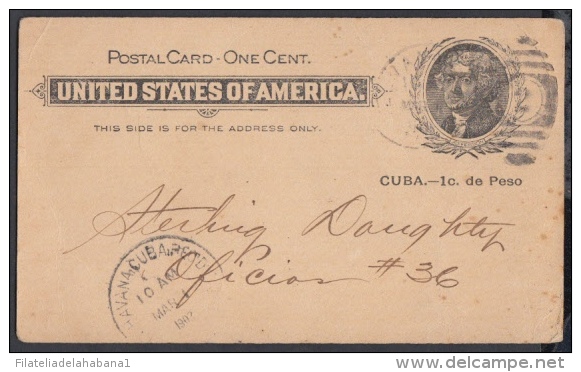 1899-EP-55. CUBA US OCCUPATION. 1899. ENTERO POSTAL. 1c. Ed.39r. IMPRESO PRIVADO. ERROR SIN PUNTO DESPUES DE PESO. - Cartas & Documentos