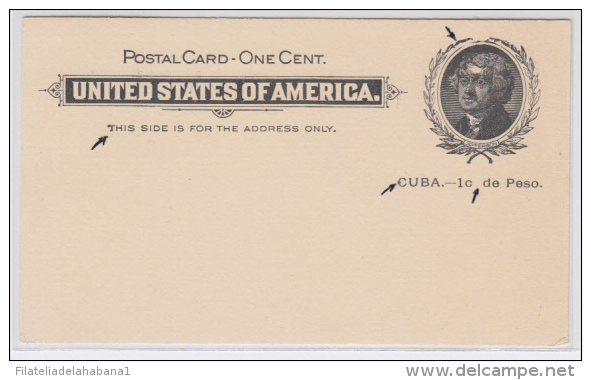 1899-EP-57. CUBA US OCCUPATION. 1899. ENTERO POSTAL. 1c. Ed.39ra. NUEVO. ERROR SIN PUNTO DESPUES DE CENTAVO. - Brieven En Documenten
