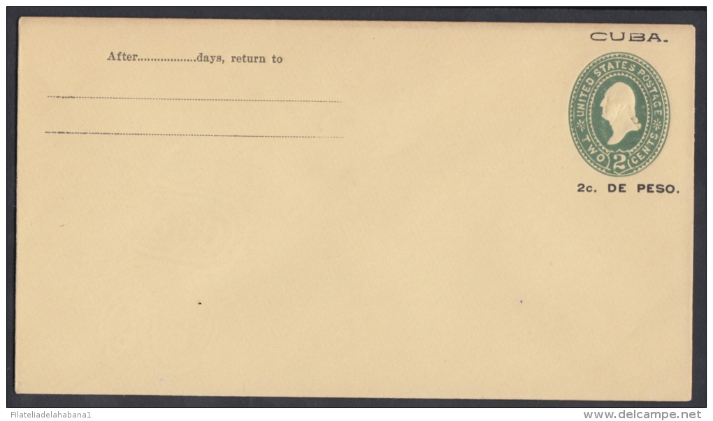 1899-EP-72. CUBA US OCCUPATION. 1899. ENTERO POSTAL US HABILITADO. 2c. Ed.43. POSTAL STATIONERY. PAPEL CREMA. - Cartas & Documentos