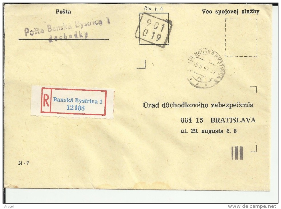 REPUBLICA CHECA CC CERTIFICADA BANSKA BYSTRICA - Storia Postale