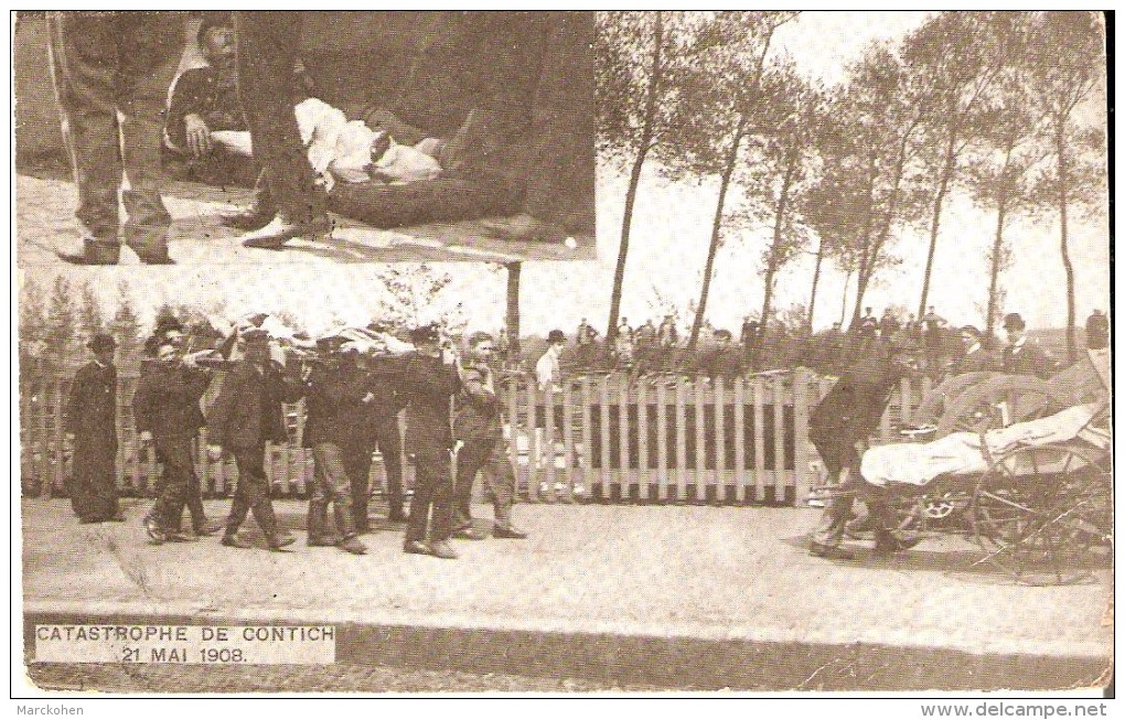 KONTICH-CONTICH (2550) - CATASTROPHE - Chemins De Fer : Catastrophe Ferroviaire Du 21 Mai 1908. Transport Des Blessés. - Kontich