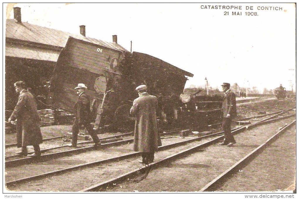 KONTICH-CONTICH (2550) - CATASTROPHE - Chemins De Fer : Catastrophe Ferroviaire Du 21 Mai 1908. Un Wagon Renversé. - Kontich