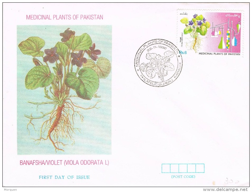 R 1025. Carta F.D.C.KARACHI (Pakistan) 1992. Plants Medicinals - Plantas Medicinales