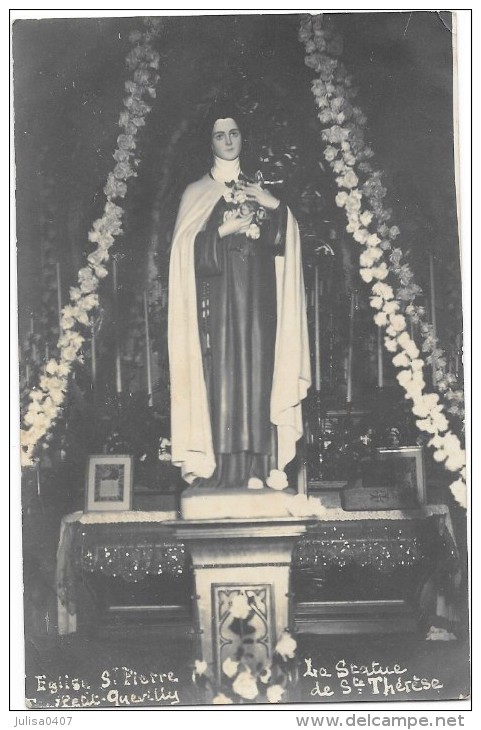 LE PETIT QUEVILLY (76) Carte Photo église Saint Pierre Fete De Sainte Therèse 1925 - Le Petit-Quevilly